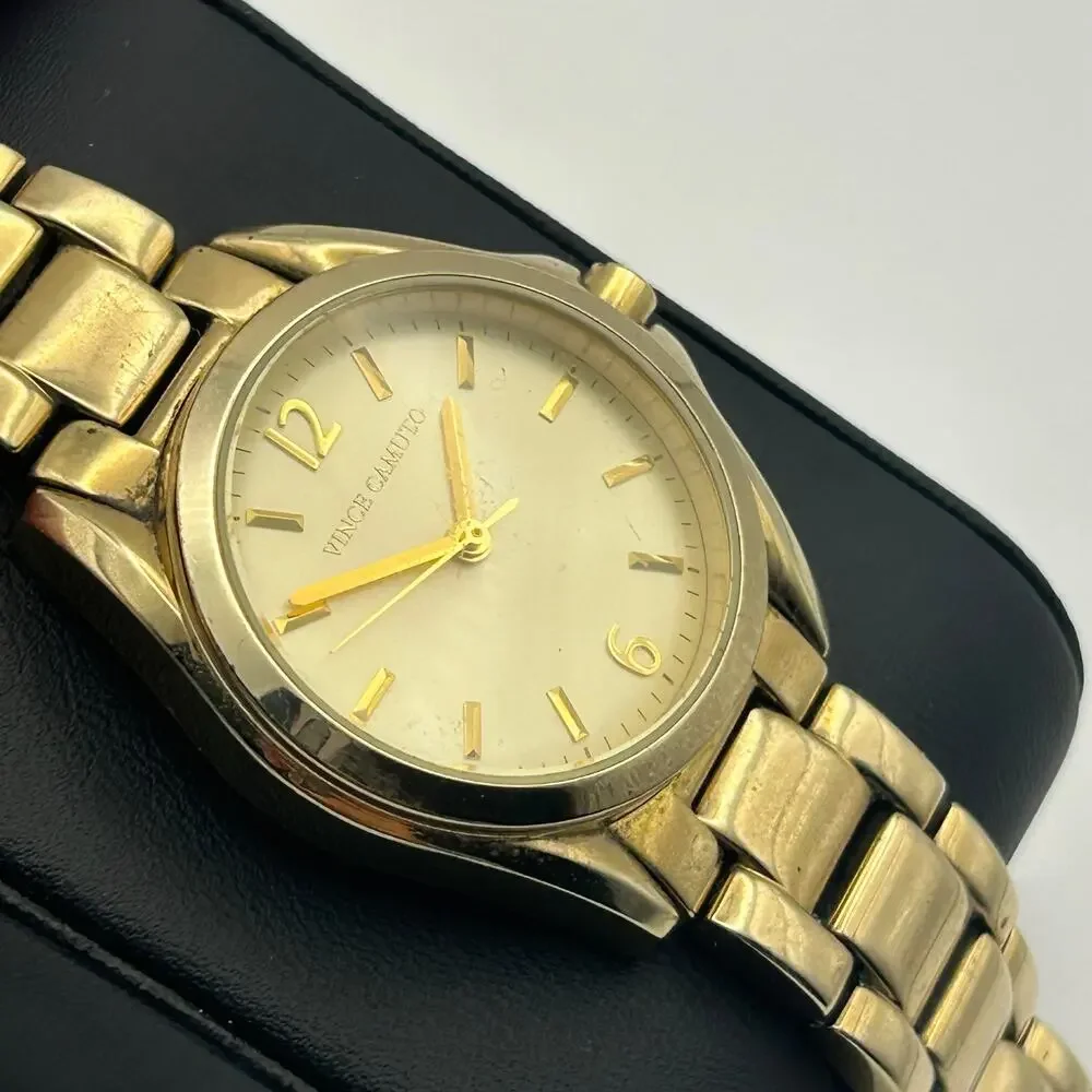 Vince Camuto Gold Tone St. Steel Women’s Analog Watch, Working New Battery